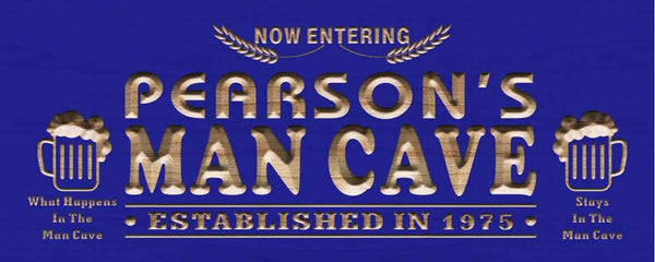 ADVPRO Name Personalized Man CAVE with Established Year Wood Engraved Wooden Sign wpc0152-tm - Blue
