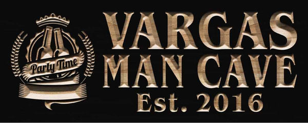 ADVPRO Name Personalized Man CAVE Party Time with Established Year Wood Engraved Wooden Sign wpc0160-tm - Black