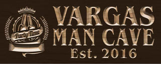 ADVPRO Name Personalized Man CAVE Party Time with Established Year Wood Engraved Wooden Sign wpc0160-tm - Brown