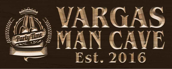 ADVPRO Name Personalized Man CAVE Party Time with Established Year Wood Engraved Wooden Sign wpc0160-tm - Brown