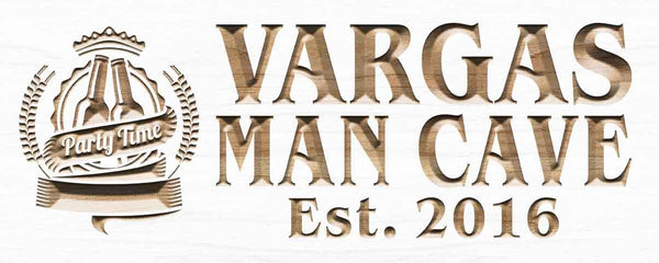 ADVPRO Name Personalized Man CAVE Party Time with Established Year Wood Engraved Wooden Sign wpc0160-tm - White