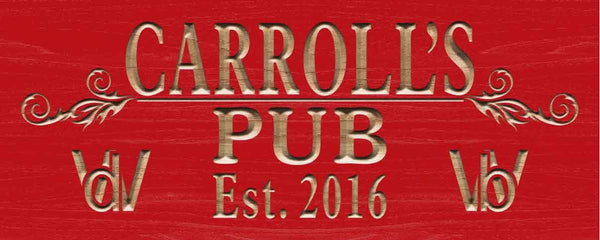 ADVPRO Name Personalized Pub Wine Glass with Est. Year Wood Engraved Wooden Sign wpc0162-tm - Red