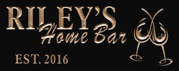 ADVPRO Name Personalized Home BAR Cheers with Est. Year Wood Engraved Wooden Sign wpc0165-tm - Black