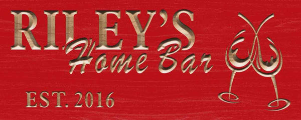 ADVPRO Name Personalized Home BAR Cheers with Est. Year Wood Engraved Wooden Sign wpc0165-tm - Red