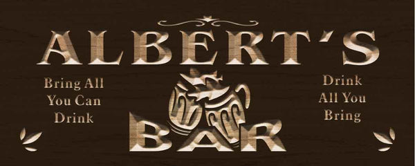 ADVPRO Name Personalized BAR Bring All You Can Drink Wood Engraved Wooden Sign wpc0170-tm - Brown