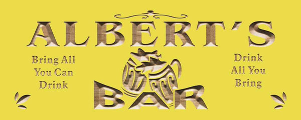 ADVPRO Name Personalized BAR Bring All You Can Drink Wood Engraved Wooden Sign wpc0170-tm - Yellow