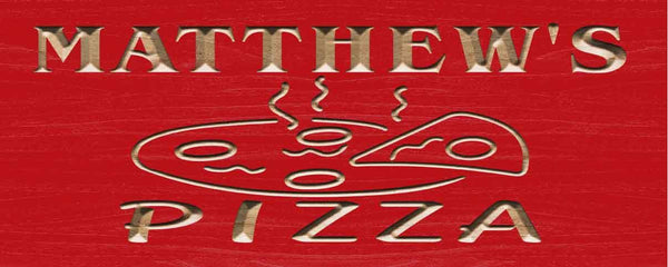 ADVPRO Name Personalized Pizza Shop Decoration Wood Engraved Wooden Sign wpc0174-tm - Red