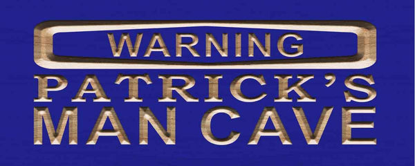 ADVPRO Name Personalized Man CAVE Warning Wood Engraved Wooden Sign wpc0182-tm - Blue
