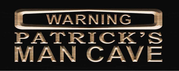 ADVPRO Name Personalized Man CAVE Warning Wood Engraved Wooden Sign wpc0182-tm - Black