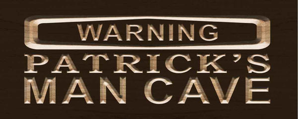 ADVPRO Name Personalized Man CAVE Warning Wood Engraved Wooden Sign wpc0182-tm - Brown