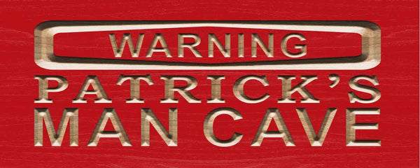 ADVPRO Name Personalized Man CAVE Warning Wood Engraved Wooden Sign wpc0182-tm - Red
