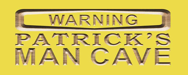 ADVPRO Name Personalized Man CAVE Warning Wood Engraved Wooden Sign wpc0182-tm - Yellow