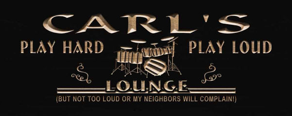 ADVPRO Name Personalized Lounge Drum Music Band Room Wood Engraved Wooden Sign wpc0183-tm - Black