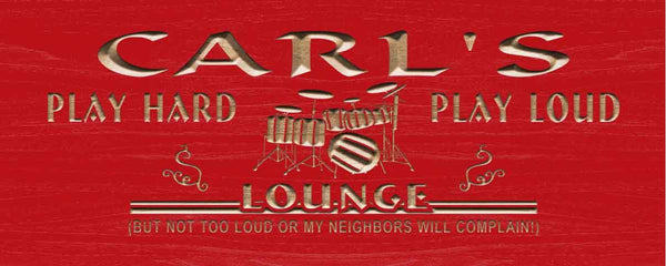 ADVPRO Name Personalized Lounge Drum Music Band Room Wood Engraved Wooden Sign wpc0183-tm - Red