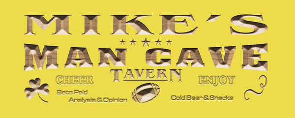 ADVPRO Name Personalized Man CAVE Sports Tavern Bar Pub Wood Engraved Wooden Sign wpc0184-tm - Yellow