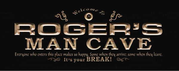 ADVPRO Name Personalized Man CAVE It's Your Break Wood Engraved Wooden Sign wpc0185-tm - Black