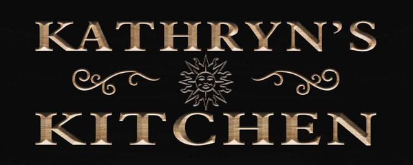 ADVPRO Name Personalized Kitchen Sun Decoration Wood Engraved Wooden Sign wpc0196-tm - Black