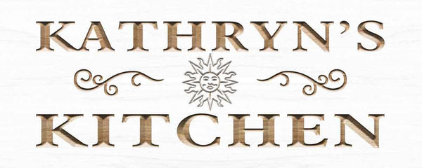 ADVPRO Name Personalized Kitchen Sun Decoration Wood Engraved Wooden Sign wpc0196-tm - White