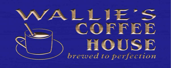 ADVPRO Name Personalized Coffee House Cup Shop Wood Engraved Wooden Sign wpc0202-tm - Blue