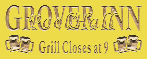 ADVPRO Name Personalized Pool Hall Wood Engraved Wooden Sign wpc0207-tm - Yellow