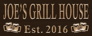 ADVPRO Name Personalized Grill House with Est. Year Bar Wood Engraved Wooden Sign wpc0208-tm - Brown