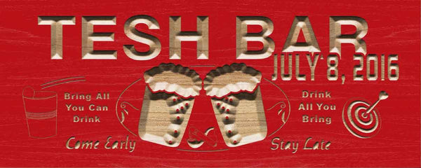 ADVPRO Name Personalized BAR with EST. Date Wood Engraved Wooden Sign wpc0213-tm - Red