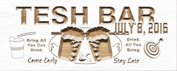 ADVPRO Name Personalized BAR with EST. Date Wood Engraved Wooden Sign wpc0213-tm - White