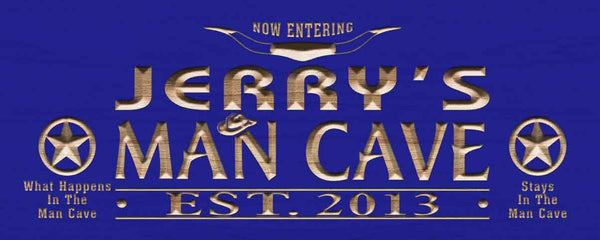 ADVPRO Name Personalized Man CAVE with EST. Year Wood Engraved Wooden Sign wpc0214-tm - Blue