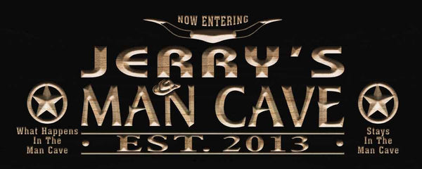 ADVPRO Name Personalized Man CAVE with EST. Year Wood Engraved Wooden Sign wpc0214-tm - Black