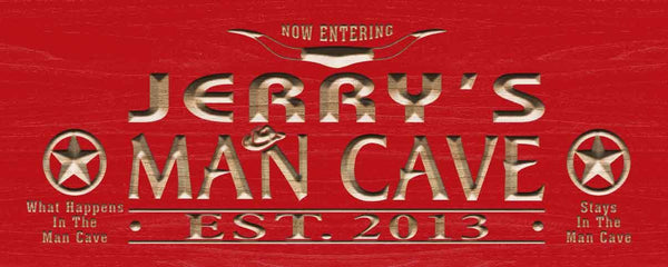 ADVPRO Name Personalized Man CAVE with EST. Year Wood Engraved Wooden Sign wpc0214-tm - Red