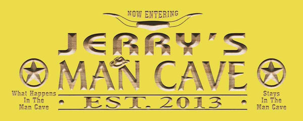 ADVPRO Name Personalized Man CAVE with EST. Year Wood Engraved Wooden Sign wpc0214-tm - Yellow