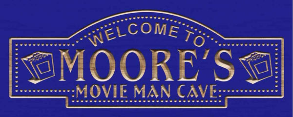 ADVPRO Name Personalized Movie Man CAVE Home Cinema Wood Engraved Wooden Sign wpc0216-tm - Blue