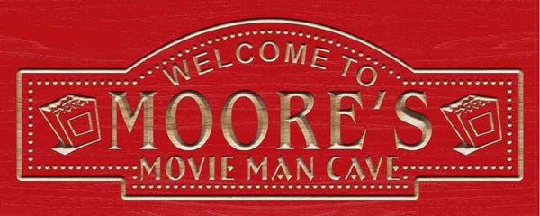 ADVPRO Name Personalized Movie Man CAVE Home Cinema Wood Engraved Wooden Sign wpc0216-tm - Red