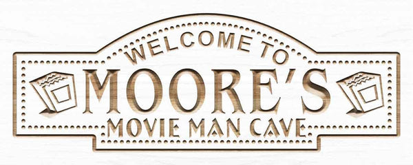 ADVPRO Name Personalized Movie Man CAVE Home Cinema Wood Engraved Wooden Sign wpc0216-tm - White