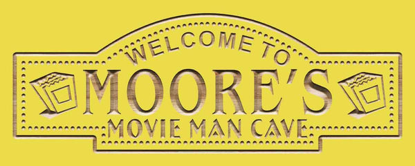 ADVPRO Name Personalized Movie Man CAVE Home Cinema Wood Engraved Wooden Sign wpc0216-tm - Yellow