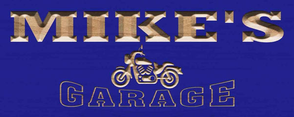 ADVPRO Name Personalized Motorcycle Garage Man Cave Wood Engraved Wooden Sign wpc0217-tm - Blue