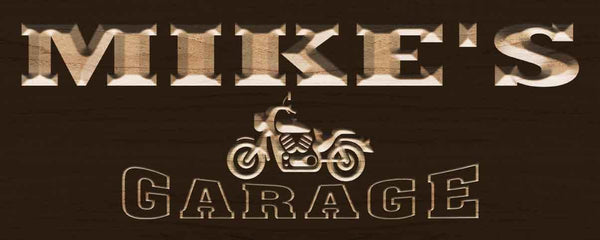 ADVPRO Name Personalized Motorcycle Garage Man Cave Wood Engraved Wooden Sign wpc0217-tm - Brown