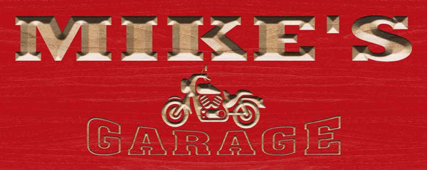ADVPRO Name Personalized Motorcycle Garage Man Cave Wood Engraved Wooden Sign wpc0217-tm - Red