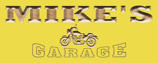 ADVPRO Name Personalized Motorcycle Garage Man Cave Wood Engraved Wooden Sign wpc0217-tm - Yellow