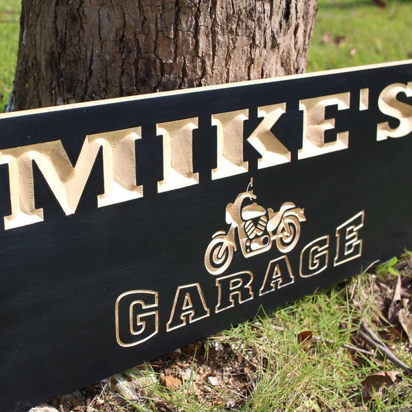 ADVPRO Name Personalized Motorcycle Garage Man Cave Wood Engraved Wooden Sign wpc0217-tm - Details 5