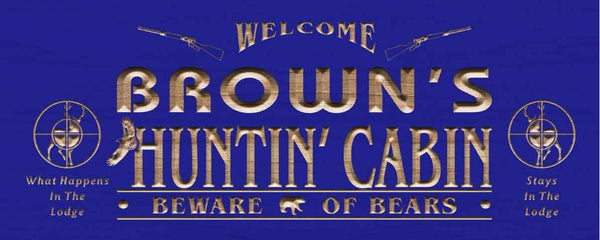 ADVPRO Name Personalized Hunting Cabin Man Cave Wood Engraved Wooden Sign wpc0220-tm - Blue