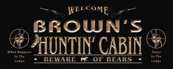 ADVPRO Name Personalized Hunting Cabin Man Cave Wood Engraved Wooden Sign wpc0220-tm - Black