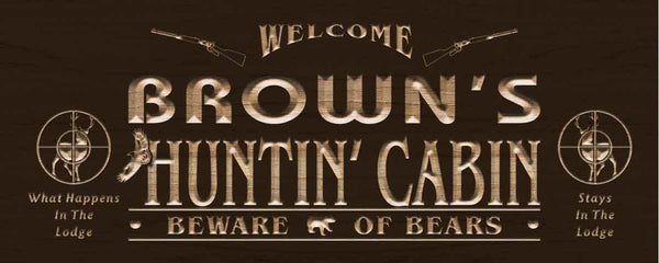 ADVPRO Name Personalized Hunting Cabin Man Cave Wood Engraved Wooden Sign wpc0220-tm - Brown