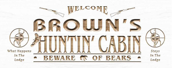 ADVPRO Name Personalized Hunting Cabin Man Cave Wood Engraved Wooden Sign wpc0220-tm - White