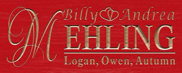 ADVPRO Whole Family Names Personalized Father Mother Offspring Wood Engraved Wooden Sign wpc0226-tm - Red
