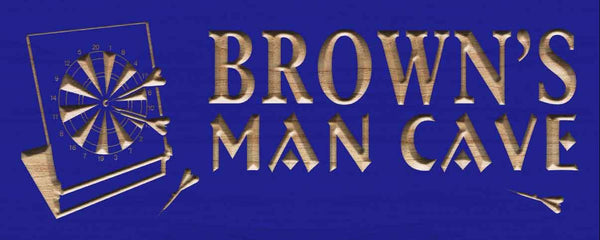 ADVPRO Name Personalized Man CAVE Dart Club Bar Est. Year Wood Engraved Wooden Sign wpc0228-tm - Blue