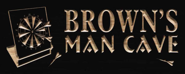 ADVPRO Name Personalized Man CAVE Dart Club Bar Est. Year Wood Engraved Wooden Sign wpc0228-tm - Black
