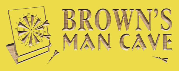 ADVPRO Name Personalized Man CAVE Dart Club Bar Est. Year Wood Engraved Wooden Sign wpc0228-tm - Yellow