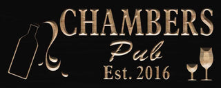ADVPRO Name Personalized Pub Champagne Est. Year Wood Engraved Wooden Sign wpc0230-tm - Black