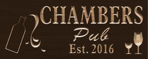 ADVPRO Name Personalized Pub Champagne Est. Year Wood Engraved Wooden Sign wpc0230-tm - Brown